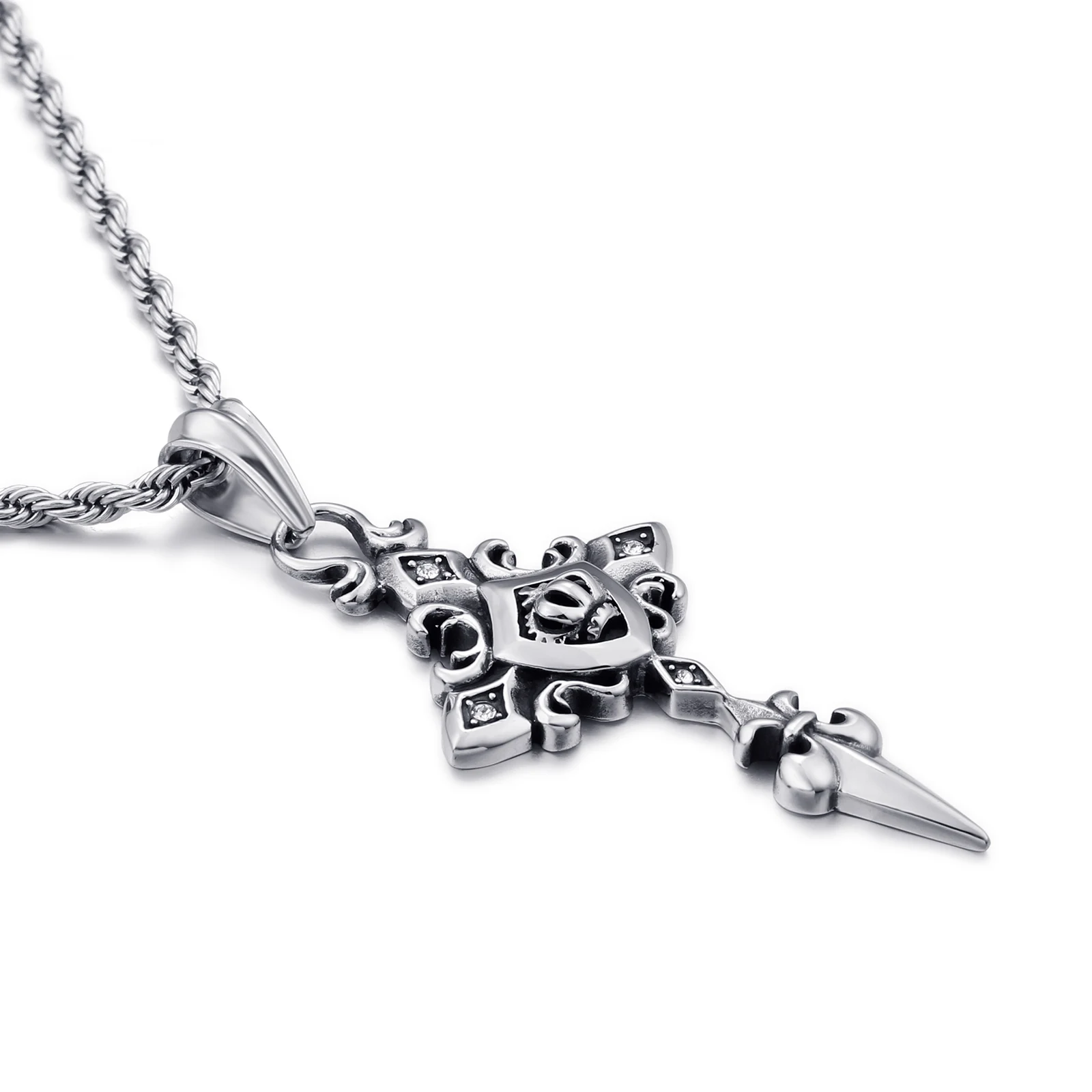 KALEN Retro trendy men's stainless steel cross pendant