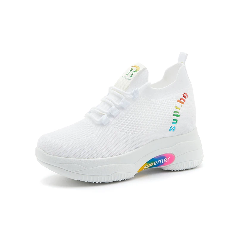 

R12 Fashion Anti-Odor Anti-Slip Running Ladies Sport Shoes Women's Running Shoes Cushions High-hell Sneakers, White, pink, black