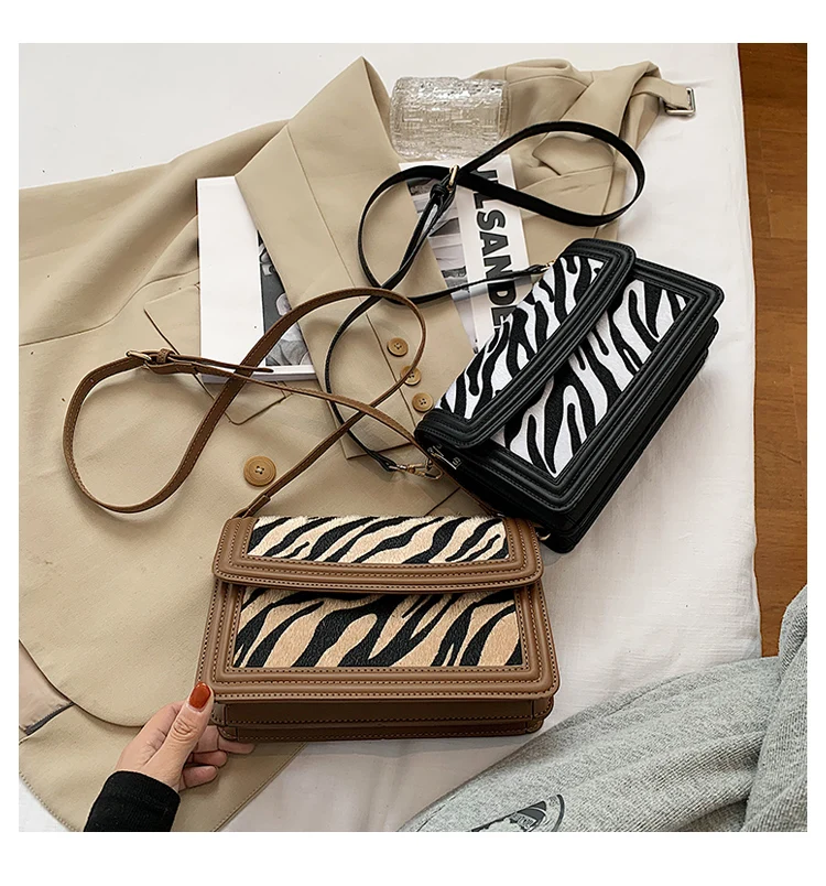 

KALANTA Zebra Leopard Animal Printed Handbag Bags for Women 2022 Canvas Casual Shoulder Underarm Purse Portable Top-handle Bags