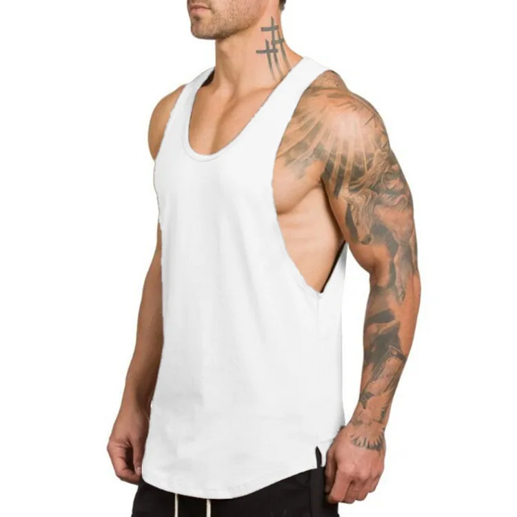 

oem logo custom summer loose fit cotton sleeveless stringer wife beater bodybuilding fitness sports workout gym tank top men, Color avaliable