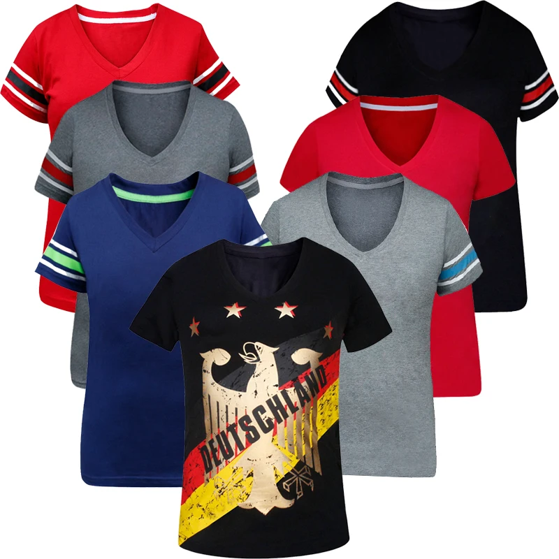

High quality T-shirt V-neck shirts suit sportswear world cup country souvenir fans shirt for women, Accept customized color
