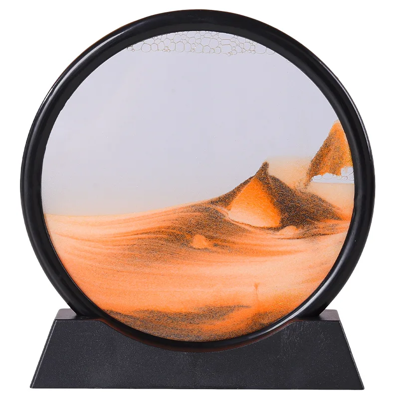 

2022 glass hourglass creative light luxury 3d quicksand painting desktop decoration, Yellow/blue/purple
