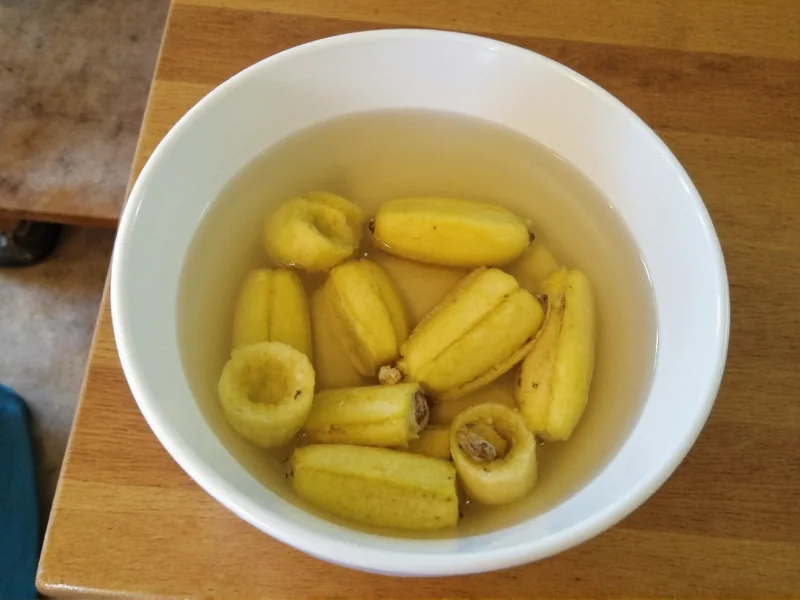 Banana peels soaking in water for fertilizer