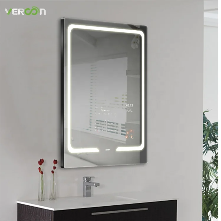 

Vercon 2021 best selling wifi smart led bathroom mirror music mirror bathroom vanity mirror for Living room Hotel