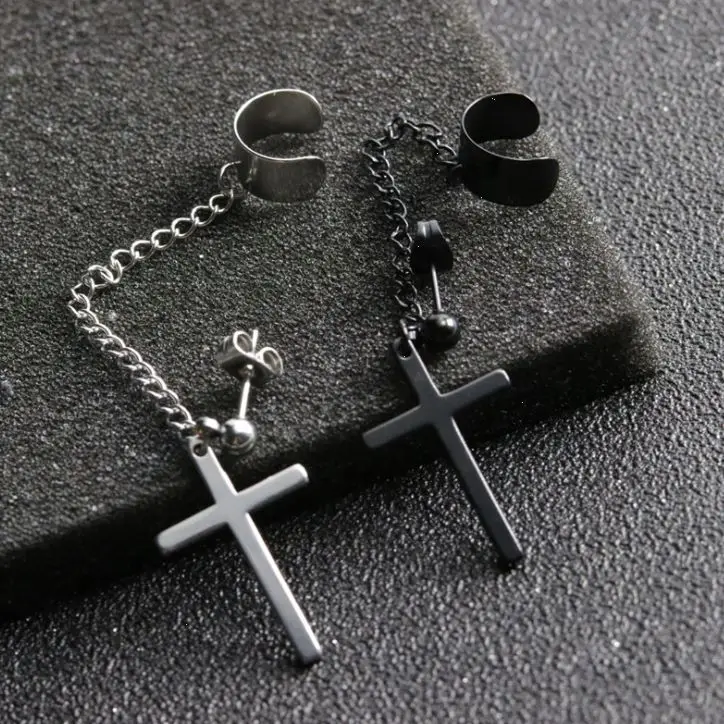 

2021 hot selling stainless steel earrings cross chain earrings cc earrings for women and men