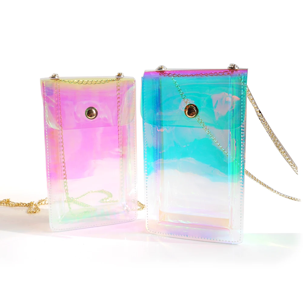 

Treny simple diesign holographic pvc bag clear cosmetic women makeup case, As shown or customized