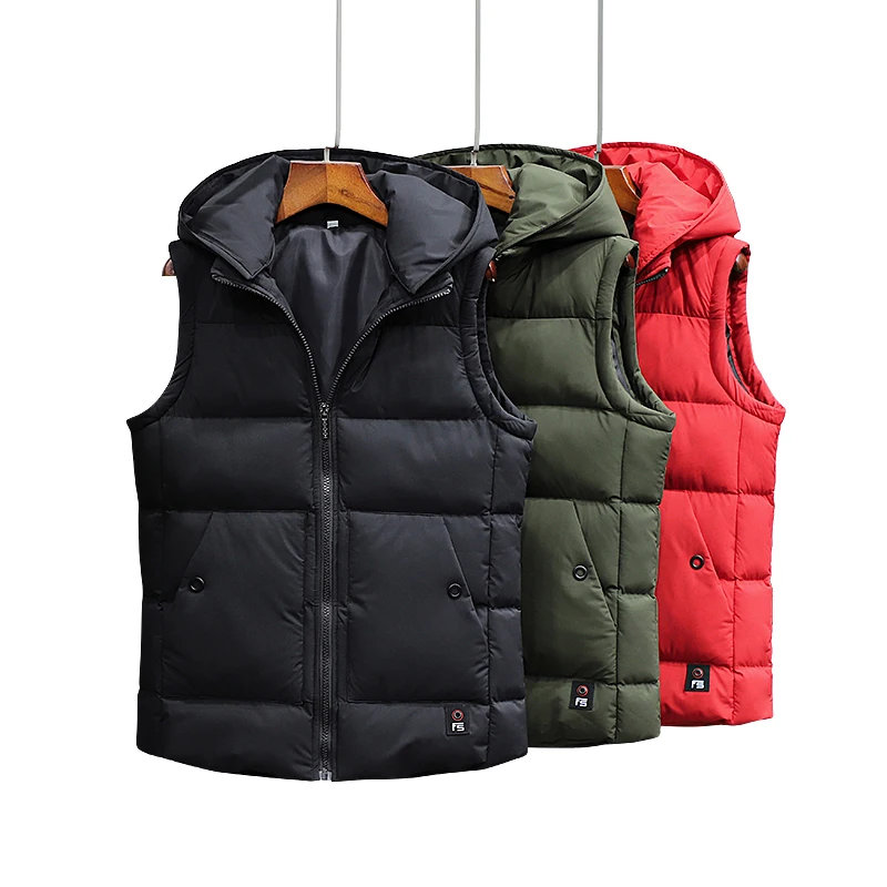 

unisex casual outdoor waistcoat removable hooded stand collar winter warm vest