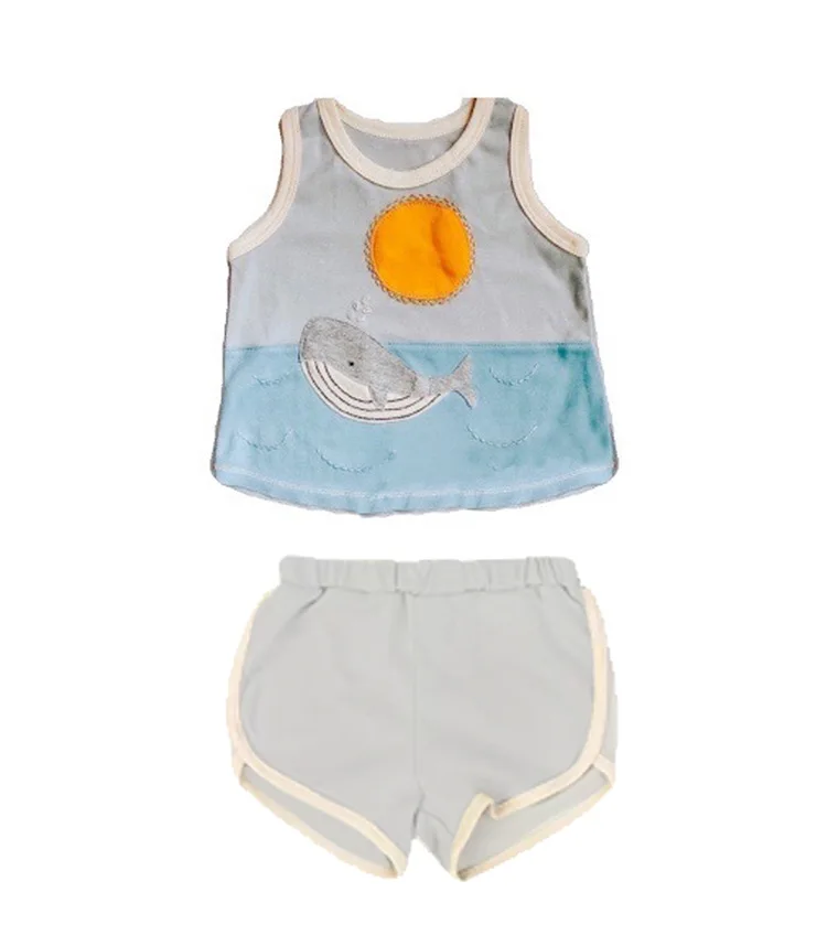 

Newborn Baby Sets Summer Short Sleeve Cotton Tops Boys Girls Outfits 2 Pieces Baby Clothing Quantity OEM, Customized color