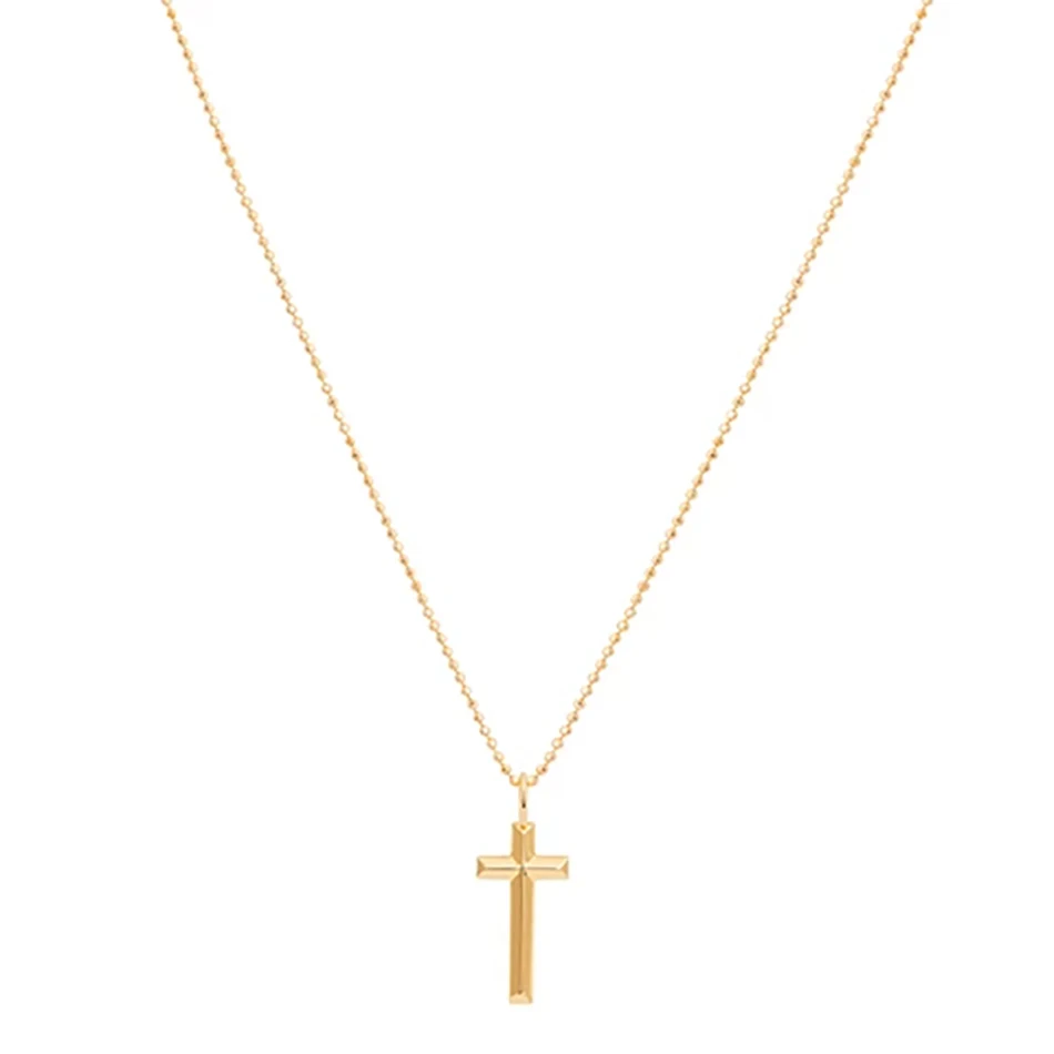 

Fashion Jewelry Necklace Brass 18K Gold Plated Cross Pendant Long Chain Necklace