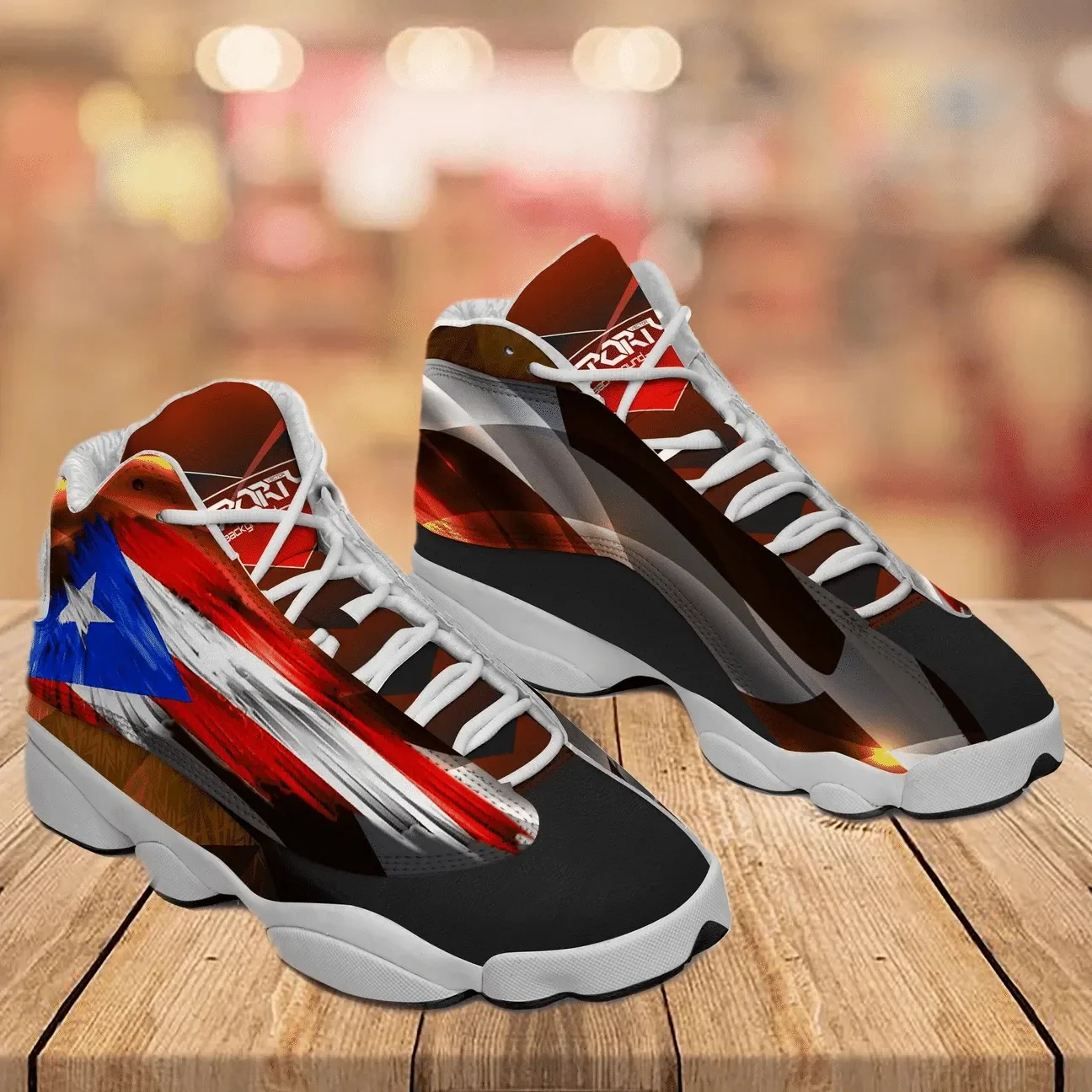 

2022 New Puerto Rico Flag Galaxy Sneakers Cool Men Basketball Shoes Breathable Casual Shoes Custom Basketball Shoes