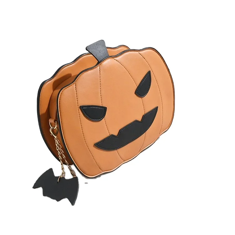 

New Design Girls Halloween Pumpkin Lolita Crossbody Bag Cartoon Cute PU Leather Women Small Shopper Bag, Picture color , can be customized