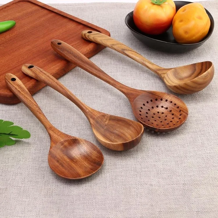 

Hot Sale Kitchen Cooking Utensils Eco-Friendly Teak Wood For Hotel Use, As the picture