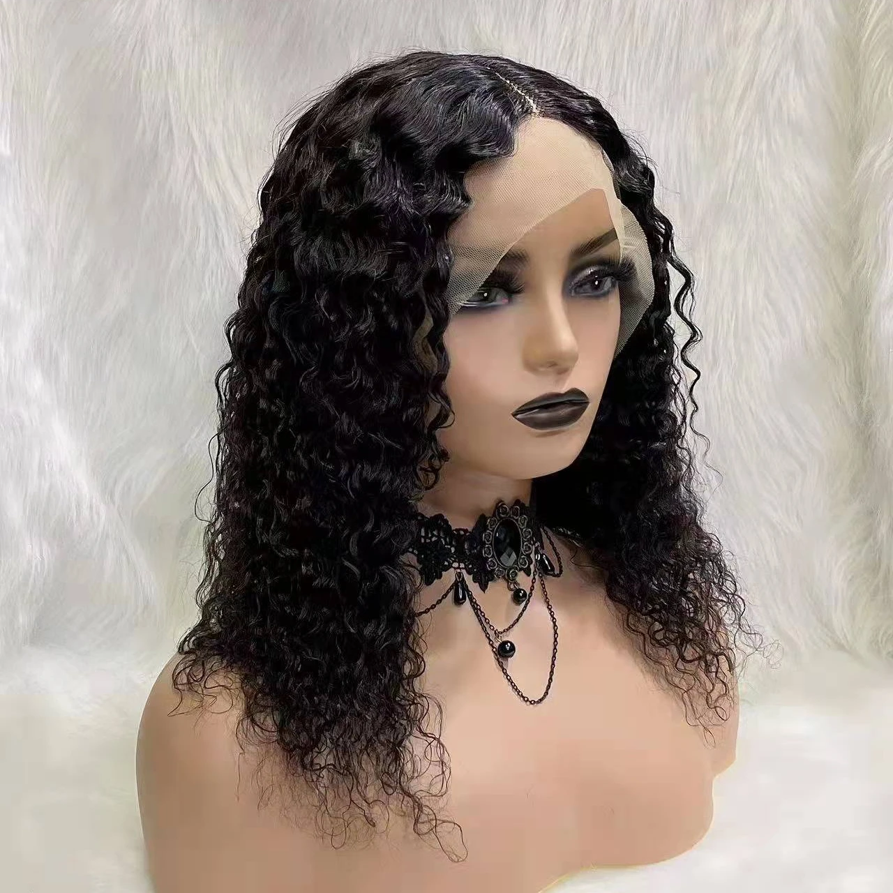 

Letsfly New Fashion Jerry Curly T part Lace Wigs 100% Human Hair Brazilian Remy Hair Pre-plucked Wigs Free Shipping