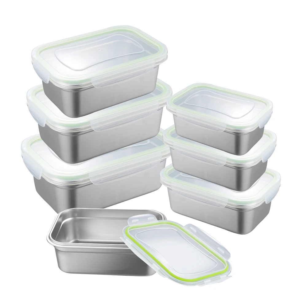 

Eco friendly stainless steel food container storage box, Silver