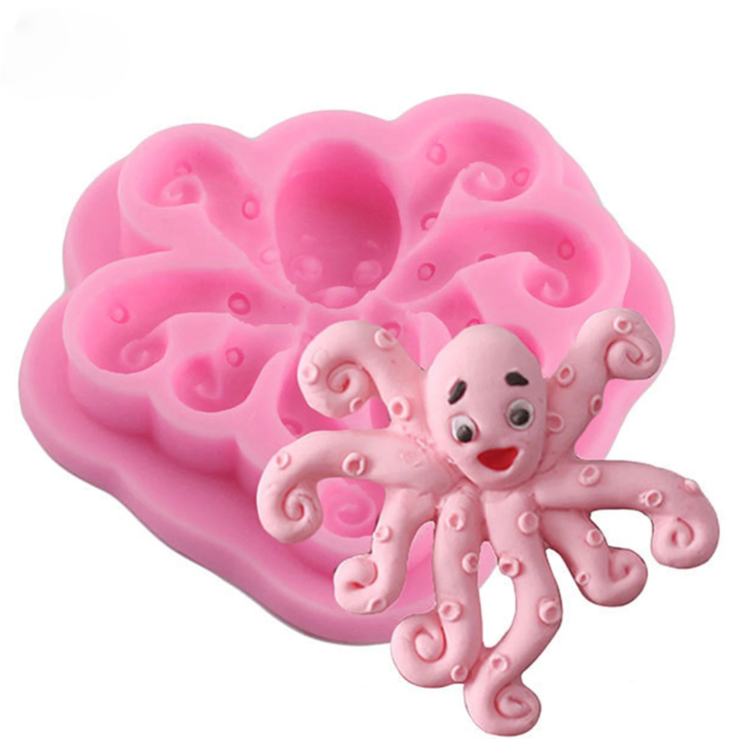 

octopus fondant cake silicone mold DIY cake decoration chocolate baking mold, Pink