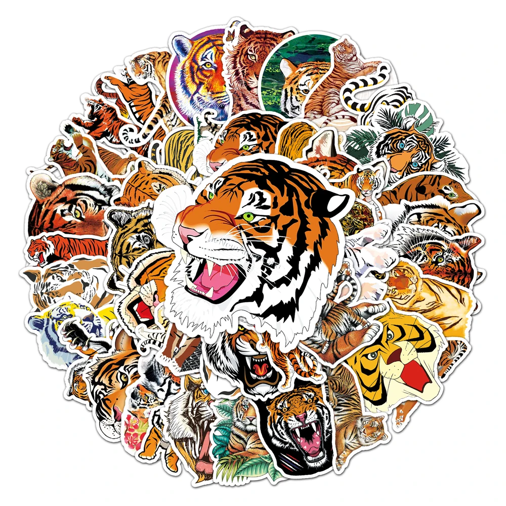 

50pcs Factory Wholesale Animal Tiger Cartoon Sticker Decorative Laptop iPad Vinyl Waterproof Stickers