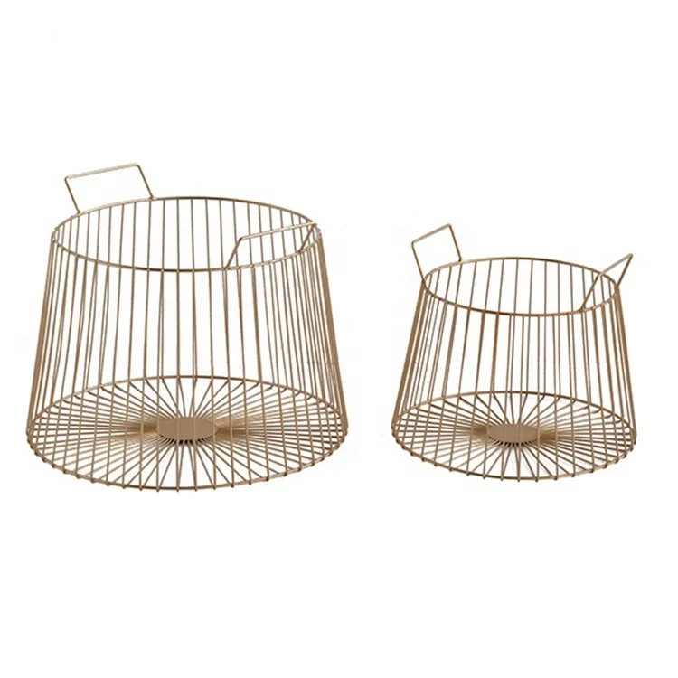 

Mayco Modern Set 2 Handcraft Gold Metal Wire Storage Baskets