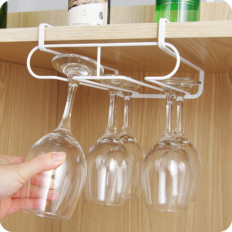 

Kitchen Under Cabinet Display Hanging Shelf Stemware Racks Bar metal Wine Glass Holder dinning Goblet Rack