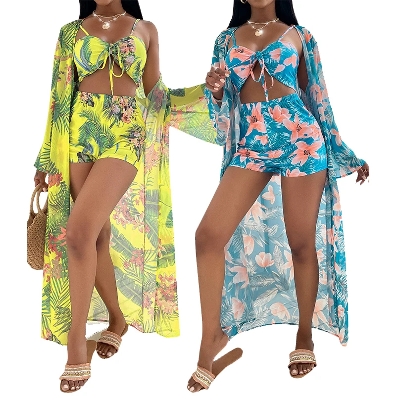 

Free Shipping Wholesale Sexy Ladies Bikini Beachwear Modest Women Shorts Plus Size Two 2 Pieces Swimsuit Cover Up Swimwear