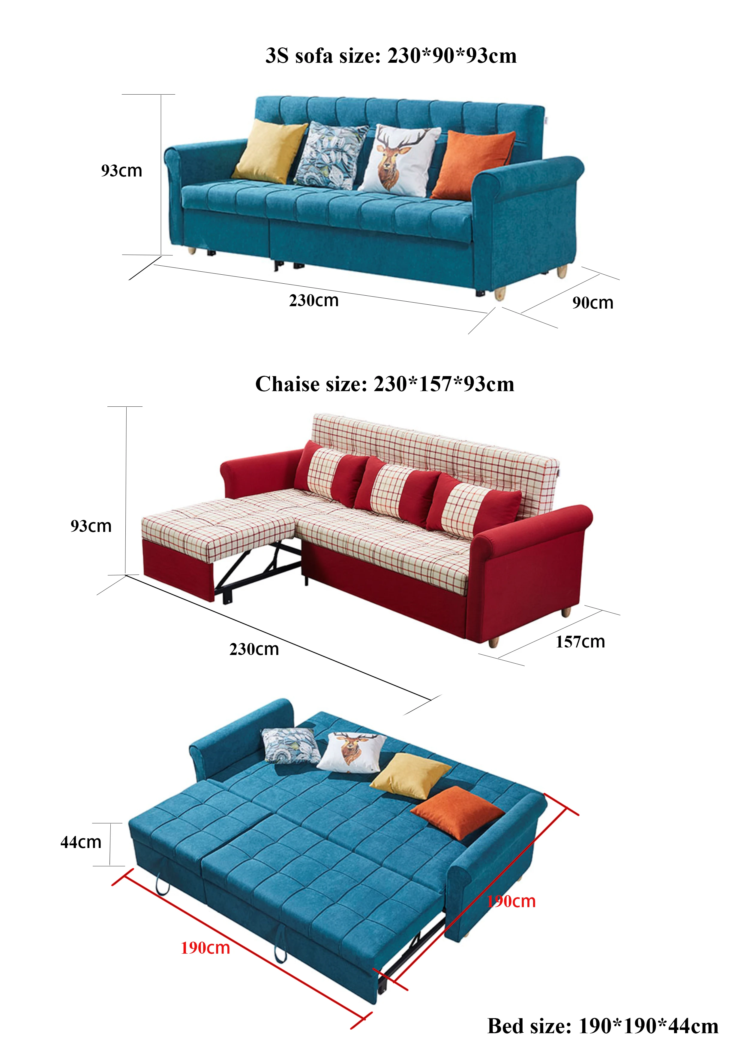 Factory Wholesale Functional Storage Sofa Bed Simple Design Living Room