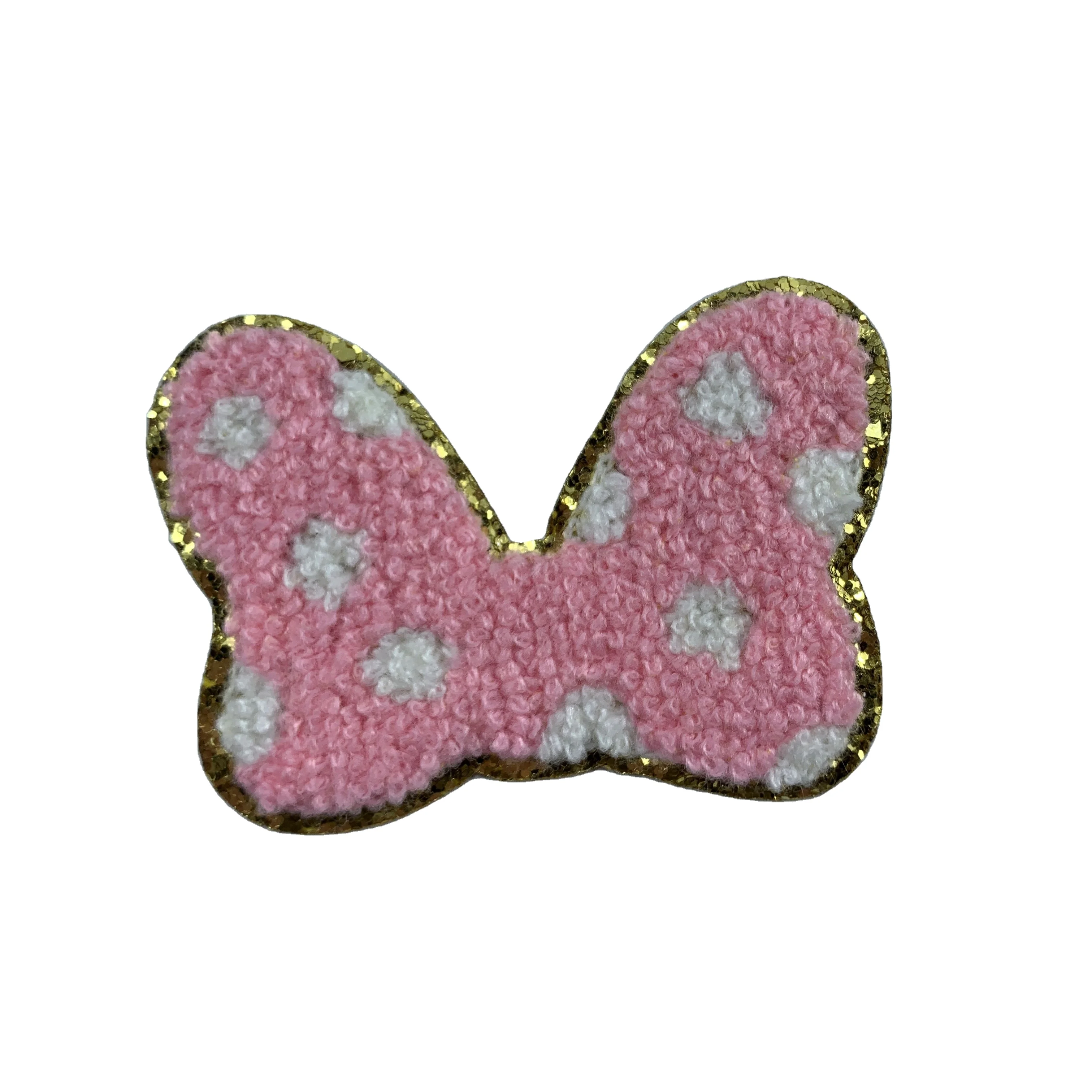 

Hot Sale 5cm Letter,Planes, castles, bows, Mickey, coconut trees. anchor Chenille Glitter Patches For nylon bag, Customized color