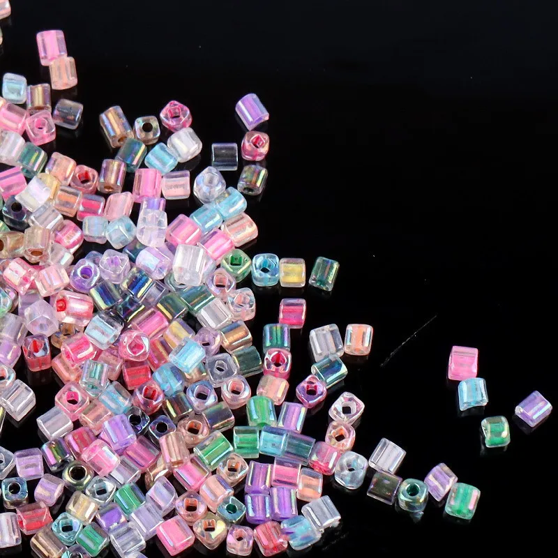 

JC Crystal Wholesale High Quality 4*4MM Inside Rainbow Color Square Glass Seed Beads