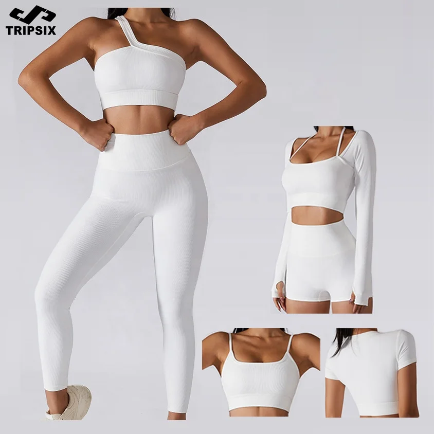 Female Workout Wear 2 Piece Long Sleeve Sportswear Women Athletic Yoga Shorts Pants Set Gym Fitness Sets