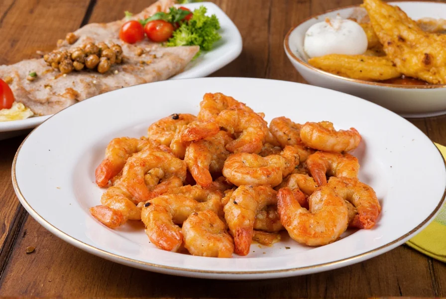Different regional variations of salt and pepper shrimp on serving plates