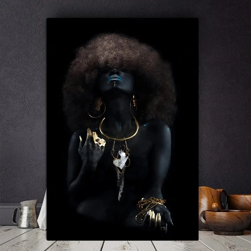 

Abstract Gold Sexy Girl Black African Woman Oil Painting on Canvas painting Modern Wall Art Pictures For Living Room