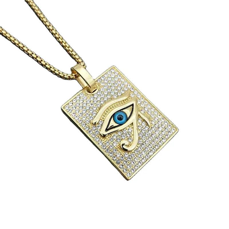 

Blues RTS Hip Hop Jewelry Blue Crystal Eye Necklace Evil of Eye Necklace