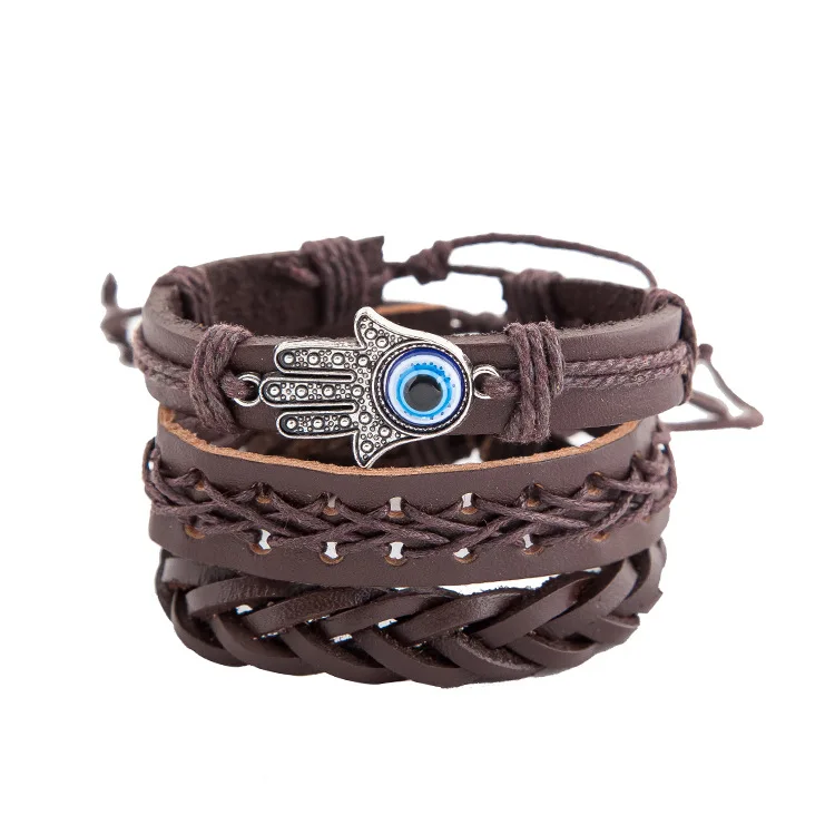 

High Quality Wholesale Handmade Vintage Multilayer Homme Jewelry Pulseras Leather Bracelets For Men, Multi