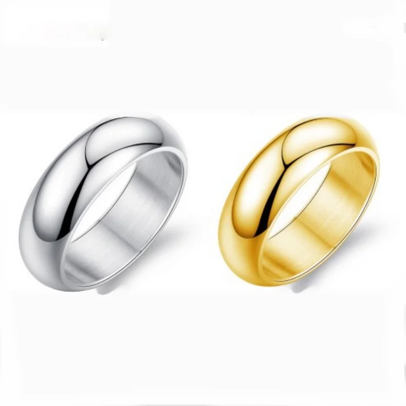 

7mm Wide Classic Wedding Rings For Women Men Round Stainless Steel Bijoux Engagement Wholesale Jewelry Wedding Bands