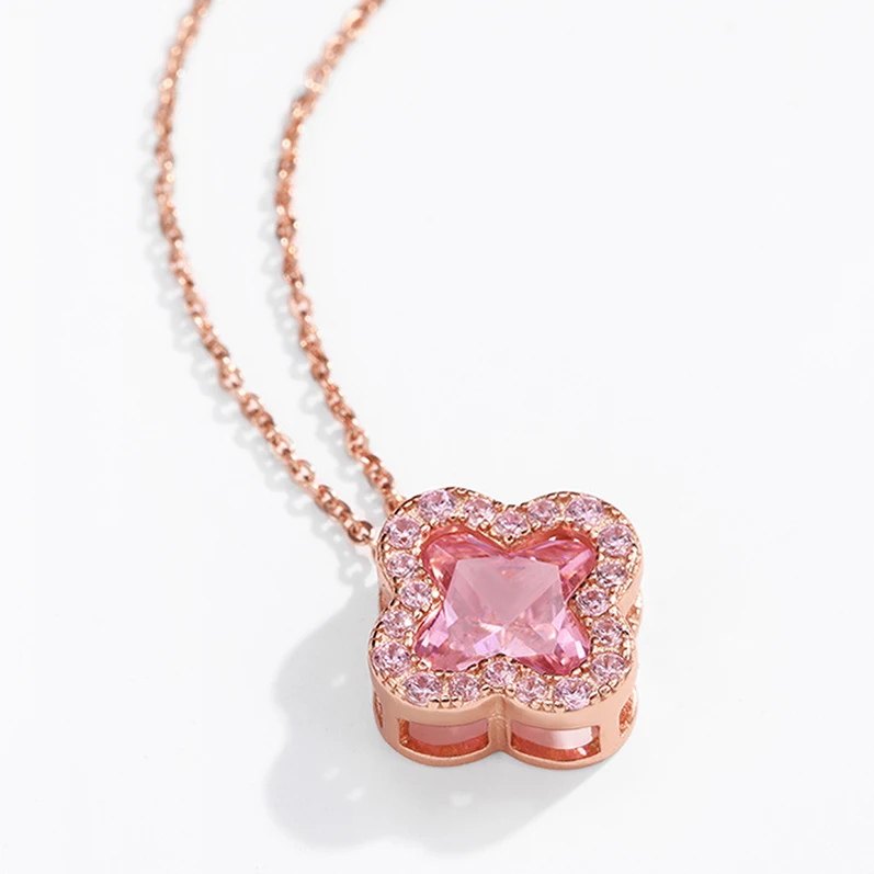 

Wholesale Custom Fashion Woman Pendant Chain Drill Round 925 Silver Necklace, Gold