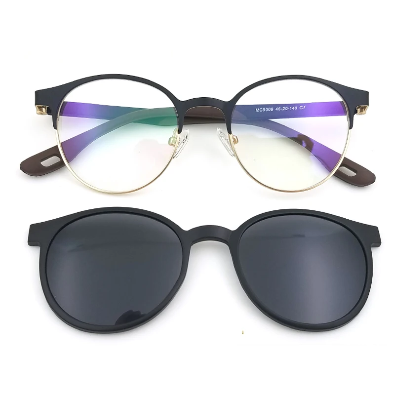 

myopia Glasses Magnetic Round Eyewear Optical Frame Designer Metal Clip On Sunglasses