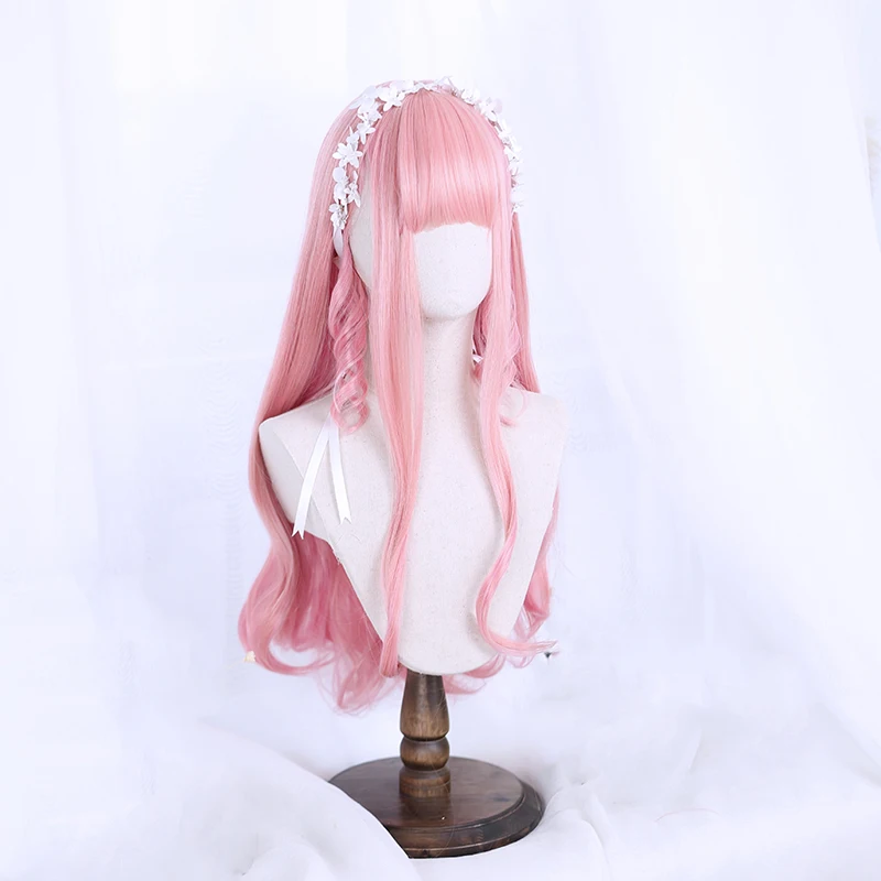 

Dalaohome Japanese Pink Cosplay Wigs Cheap Long Curly Ombre Synthetic Party Plastic Hair Lolita Costume Body Wave Harajuku Wig