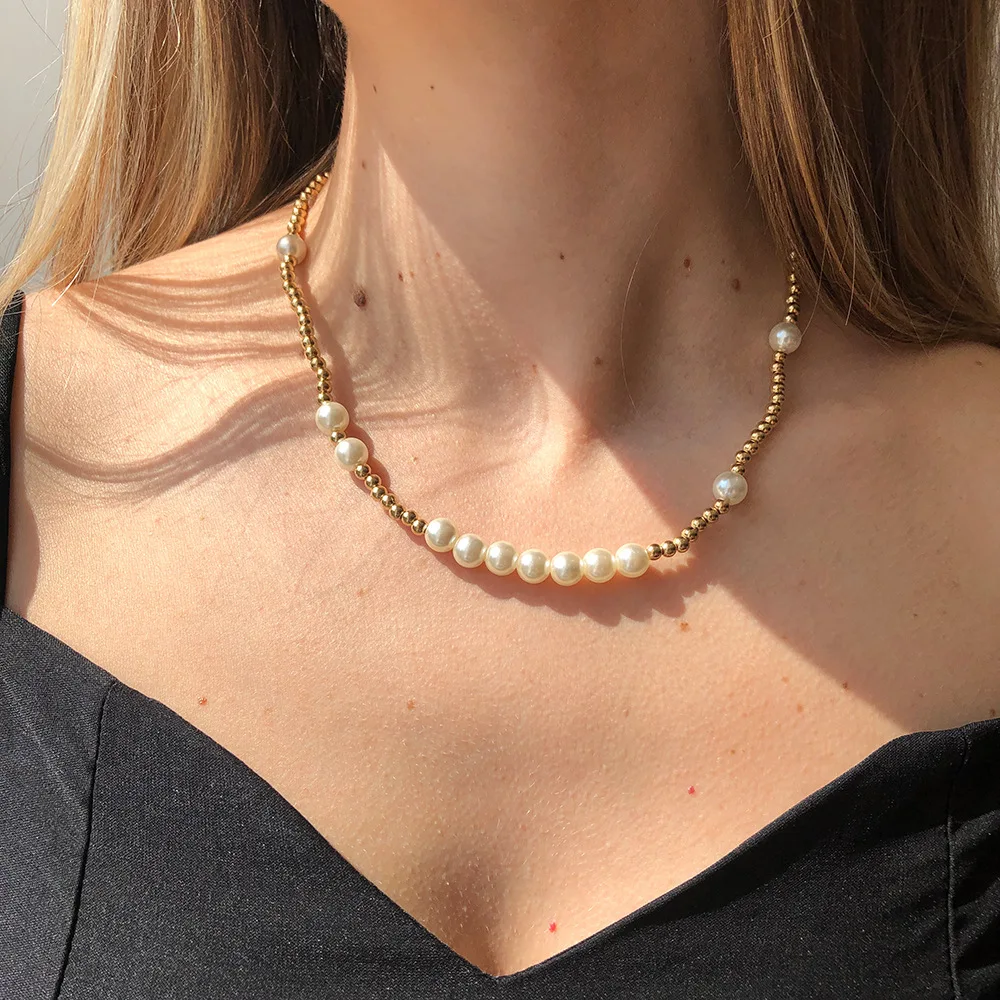 

2021 Sailing Jewelry Pearl Clavicle Chain Necklace Simple Temperament Beaded Pearl Necklace for Women