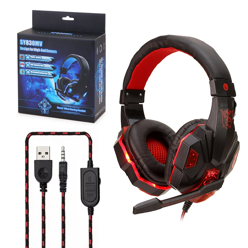 

SY830 LED Light RGB game headphones HIFI 3.5mm headband earphones Noise cancelling 7.1 PC gaming headset for PS4/PS5/XBOX