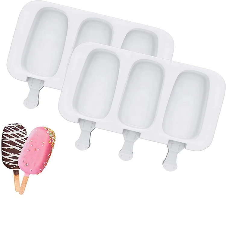 

Fashion 3-line food grade silicone ice cream popsicle mold set