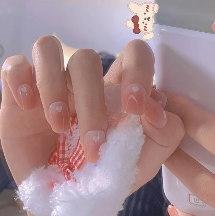 

Heart design press on nails artificial trendy press on nails tips press on nails