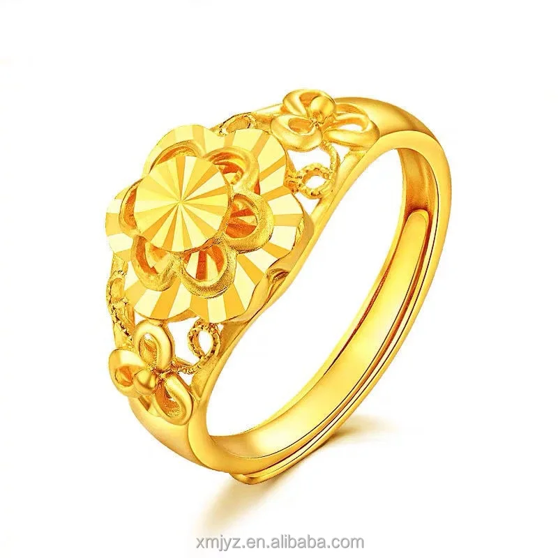 

Vietnamese Sand Gold Ring Female Plated 18K Real Gold Fashion Car Flower Open Female Ring All-Match Female Ring