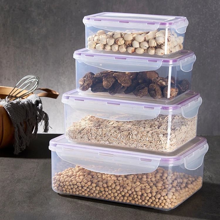 

Small airtight clear plastic food storage container stackable for food preparation, Transparent