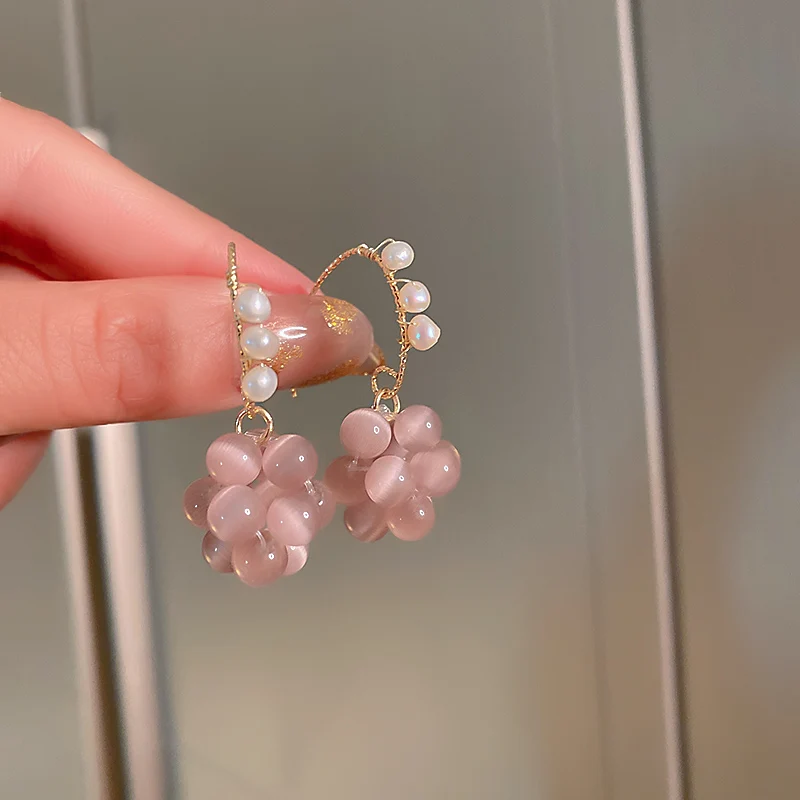 

real gold plated trendy fashion women purple opal hook earrings