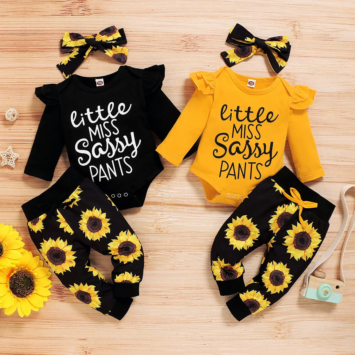 

Infant baby girl clothing sets 2020 Spring Fall cute Romper+flower Pants + hairband 3 Pieces Newobrn Baby girl clothes outfits