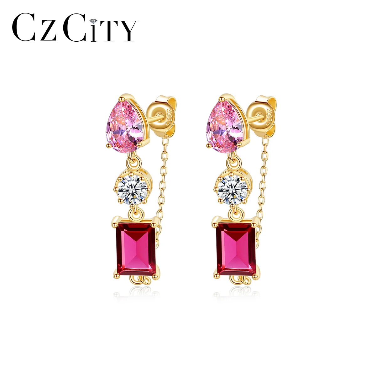 

CZCITY Elegant Sterling 925 2021 Women Jewelry Earings for Women Long Silver Earrings for Girls