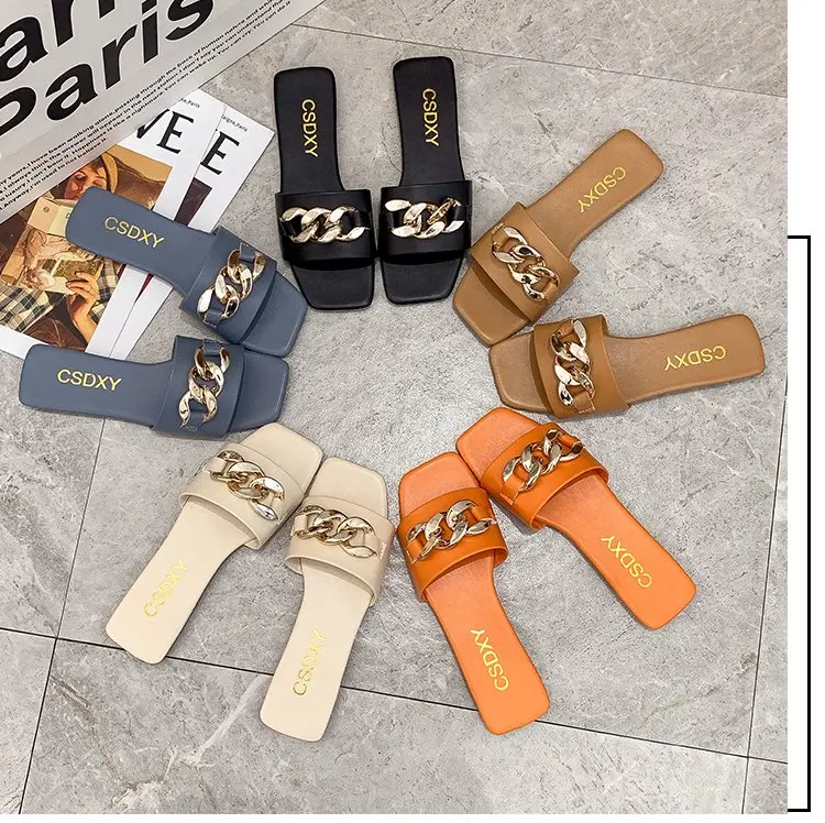 

2021 Summer Fashion women summer flat slippers ladies outside fashion sliders jelly color H logo sandal slippers