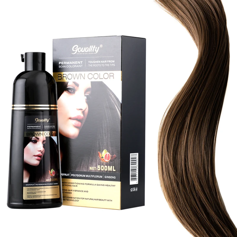 

5 Mins Coloring Natural Herbal Permanent Black Brown Hair Dye Shampoo Cover Grey Hair Color Shampoo, 9 colors