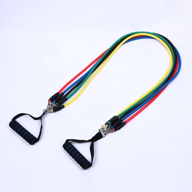 

Home 11 Pieces Resistance Yoga Latex Tube Handles Resistance Bands Set, As picture