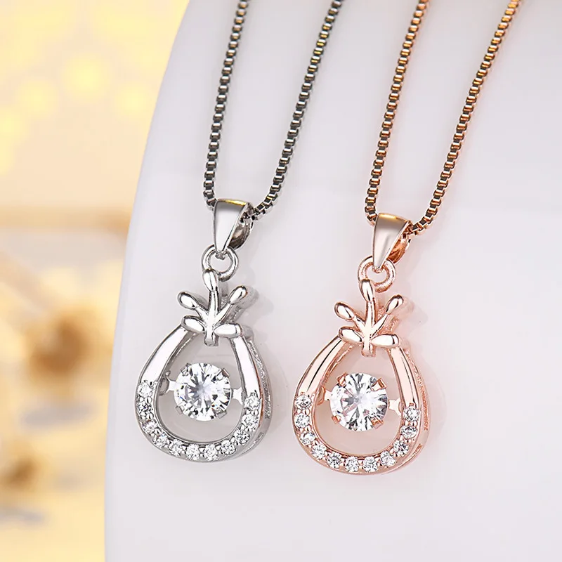 

Amazon Best Selling 18k White Gold Plated Crystal Rhinestone Pendant Necklace Cubic Zircon Water Drop Shaped Necklace