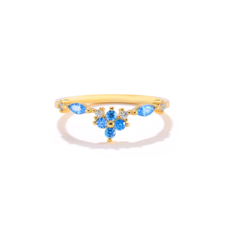 

Fashion NEW INS 925 sterling silver INS creative mini cute don't forget me blue flower ring for women