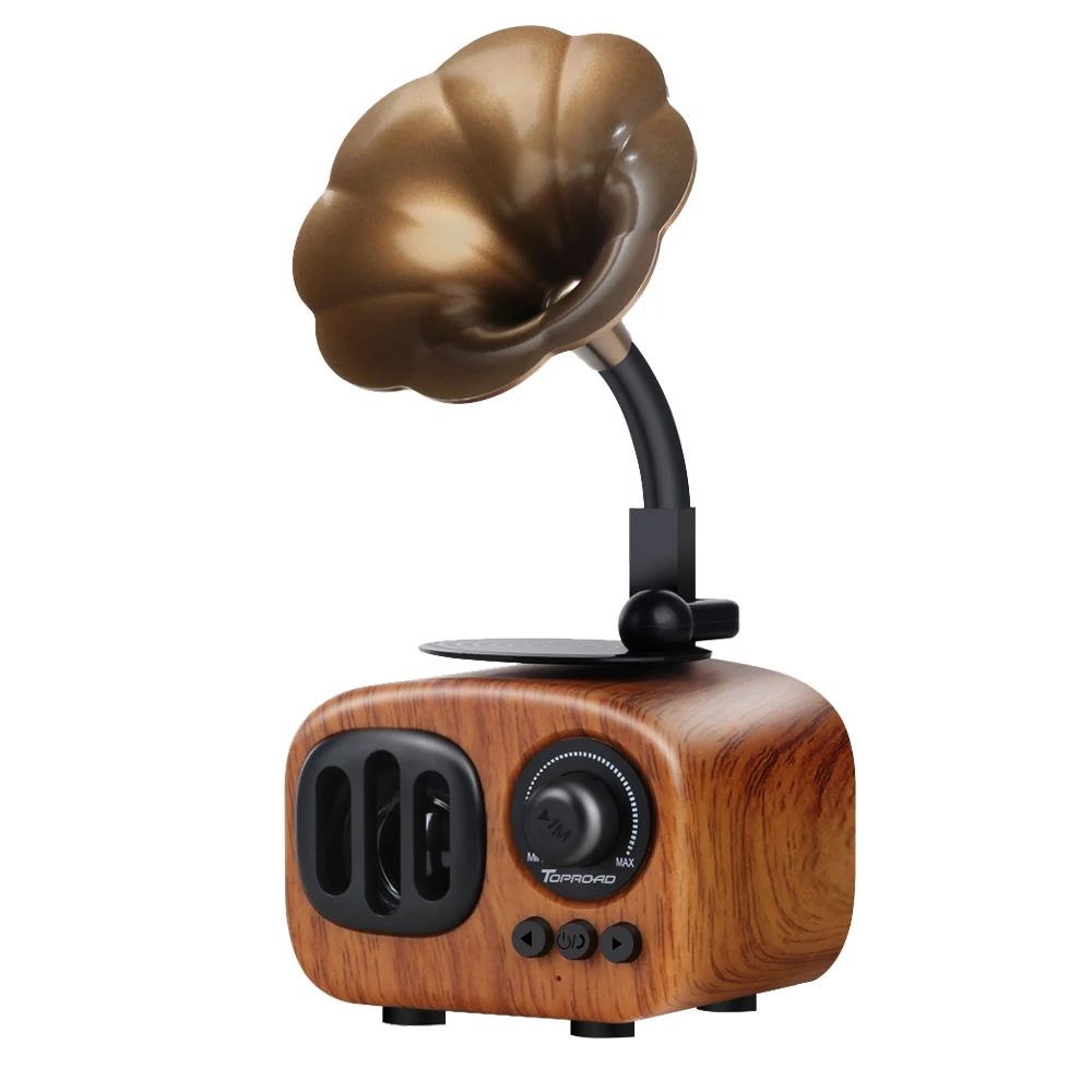 subwoofer, bt speaker Vintage Cabinet Speaker Gramophone Bluetooth Record Player with FM Radio Mini Wireless Boom Box Speaker Walnut Color - ANKUX.COM